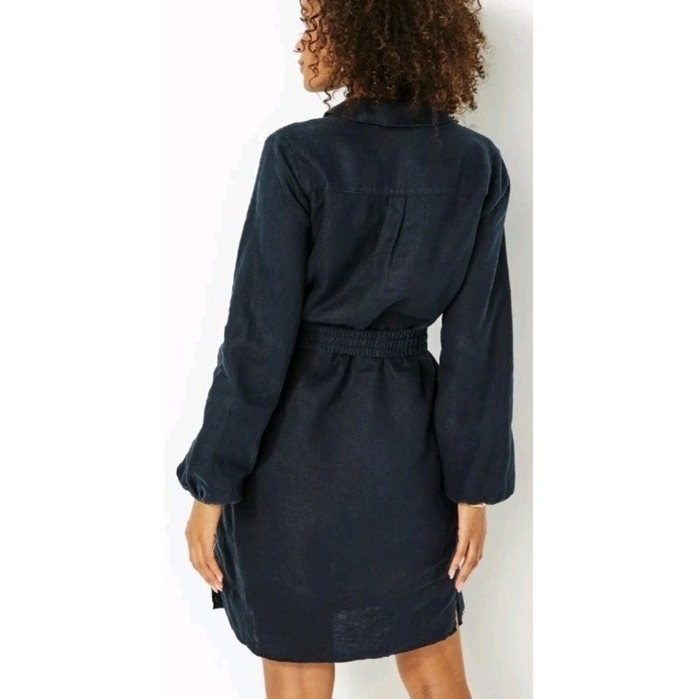 Lilly Pulitzer Bethanne Linen Shirt Dress Onyx Black 013123 Size 10 NWT - Picture 2 of 12